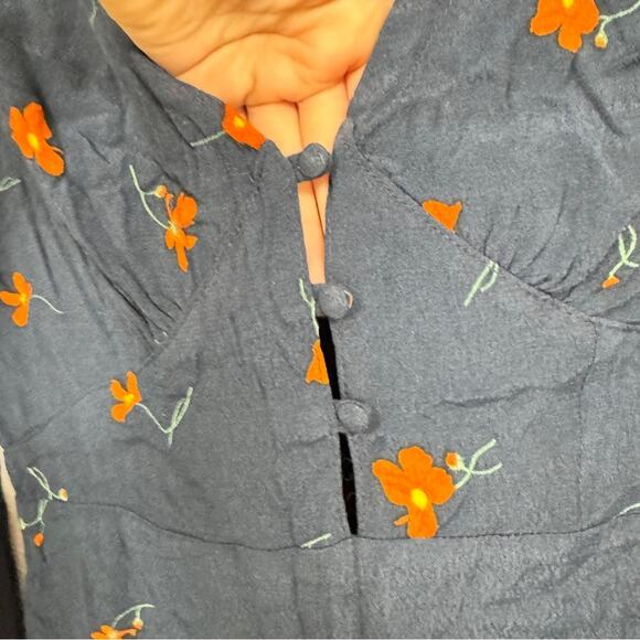 Dress Forum Revolve Blue Floral Long Sleeve Mini Dress Womens M Ruffled Girly - Picture 7 of 14